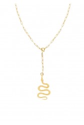 ZÉNAÏS Dangling Python gold necklace επιχρυσωμένο ασήμι