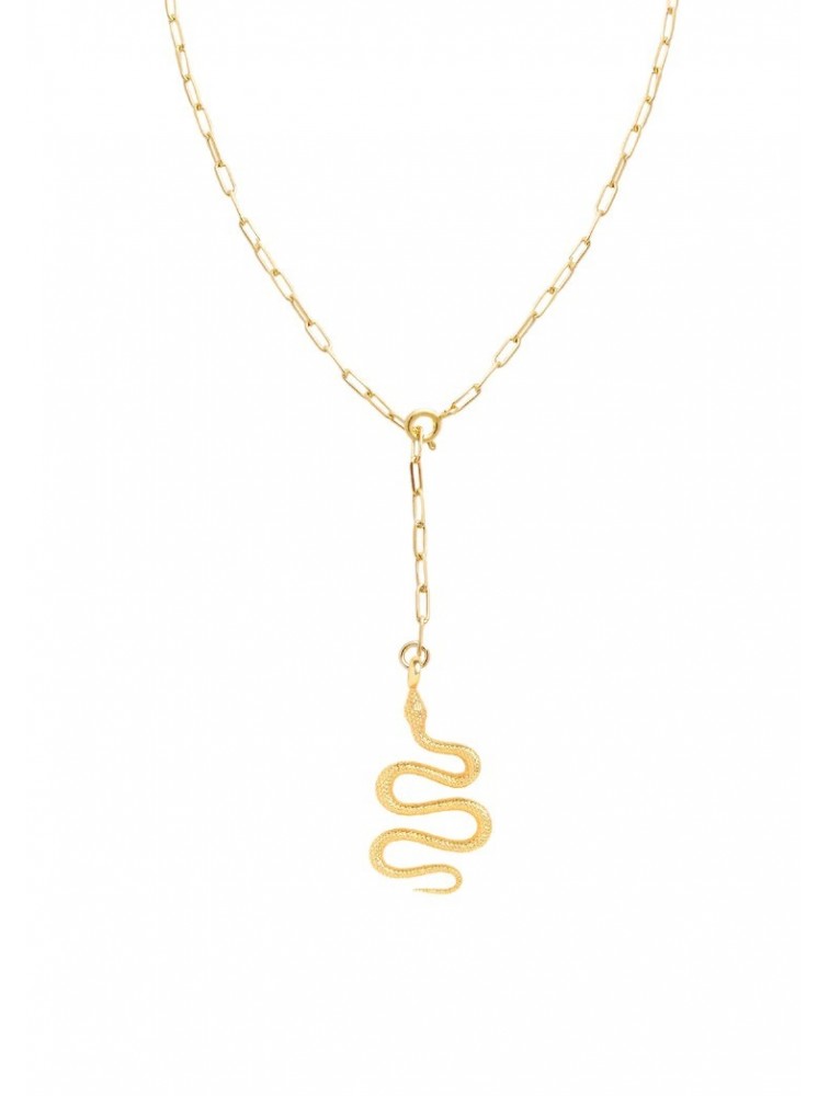 ZÉNAÏS Dangling Python gold necklace επιχρυσωμένο ασήμι