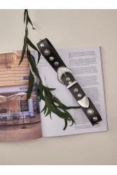 INDIVIDUAL "Rock with you" Μαύρη δερμάτινη ζώνη