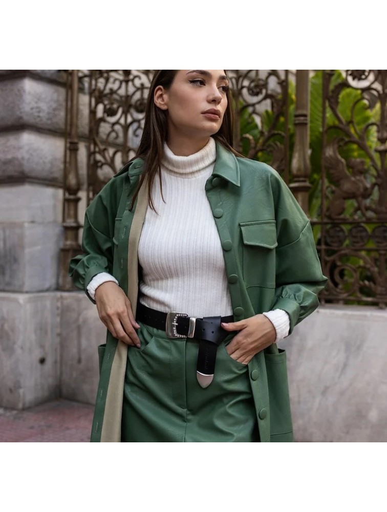 INDIVIDUAL"Upside down" leather belt Μαύρη δερμάτινη ζώνη