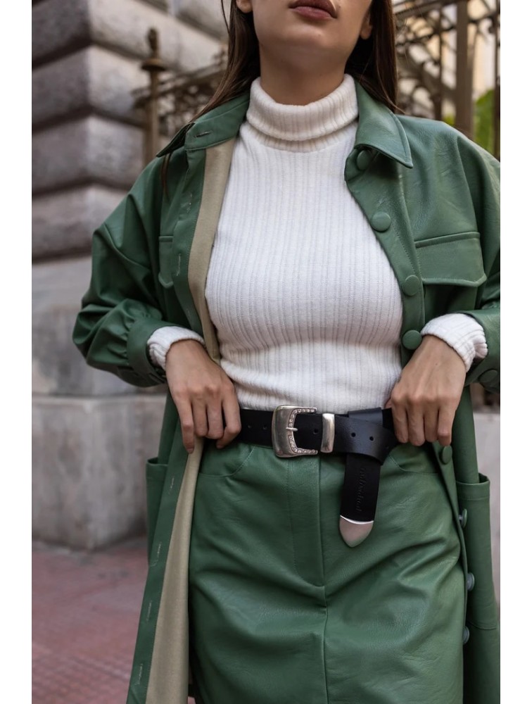 INDIVIDUAL"Upside down" leather belt Μαύρη δερμάτινη ζώνη