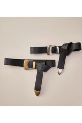 INDIVIDUAL"Upside down" leather belt Μαύρη δερμάτινη ζώνη