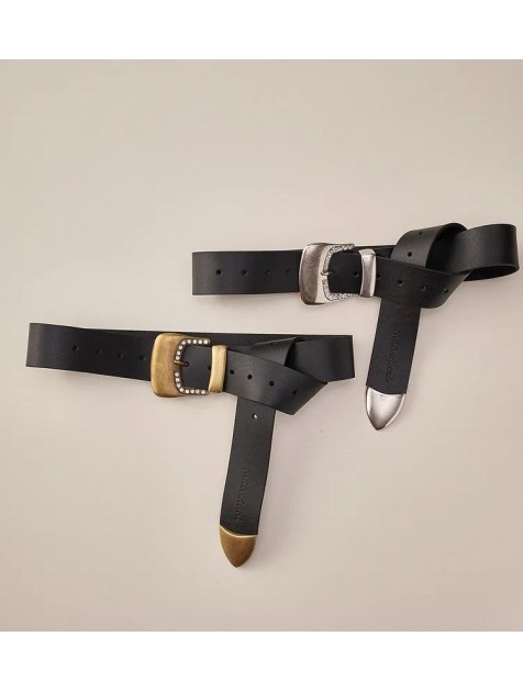 INDIVIDUAL"Upside down" leather belt Μαύρη δερμάτινη ζώνη