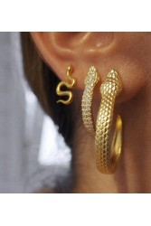 ZÉNAÏS Python Small Hoops with Gems gold plated silver