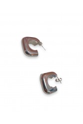 ZÉNAÏS Glow Rectangular Hoops ασημένια