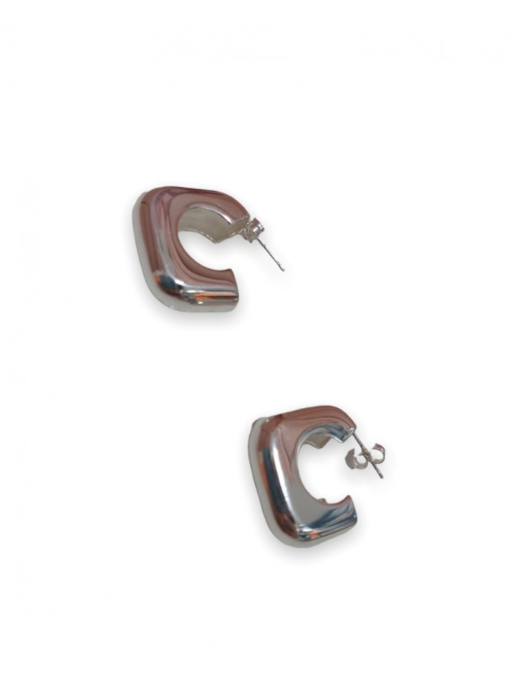 ZÉNAÏS Glow Rectangular Hoops ασημένια