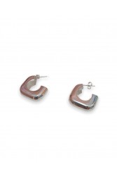 ZÉNAÏS Glow Rectangular Hoops ασημένια