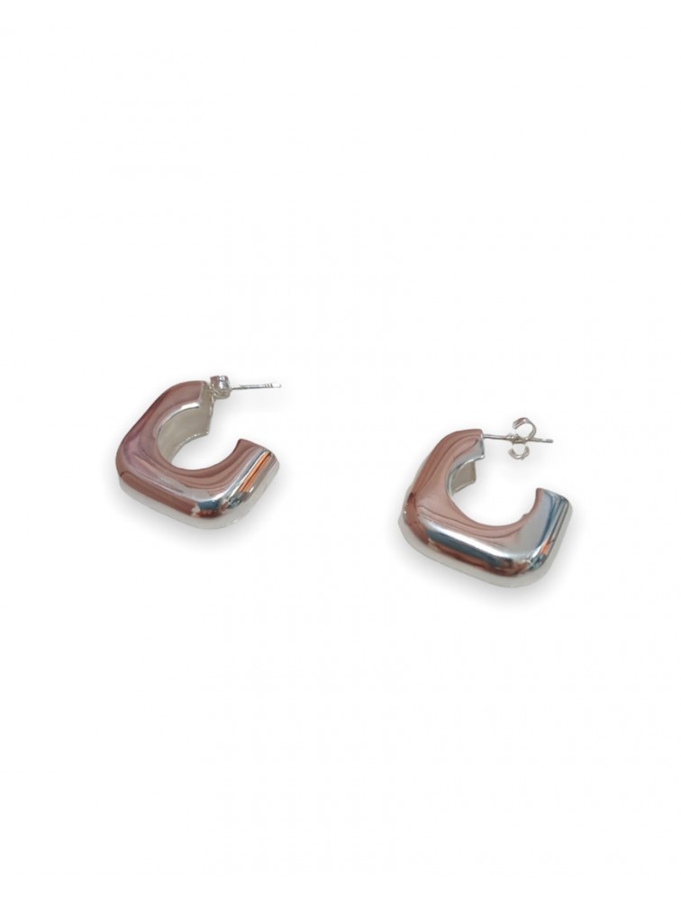 ZÉNAÏS Glow Rectangular Hoops ασημένια