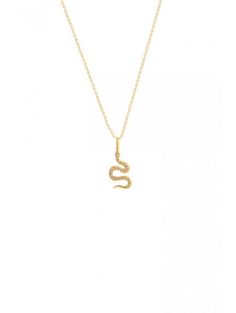 ZÉNAÏS Gem Python Small gold necklace επιχρυσωμένο ασήμι
