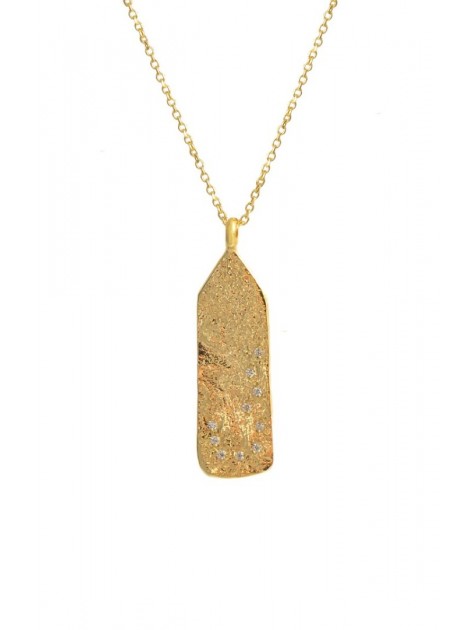 ZÉNAÏS Sahara Gemstone Tag Necklace επιχρυσωμένο ασήμι