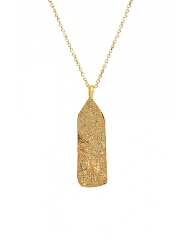 ZÉNAÏS Sahara Gemstone Tag Necklace επιχρυσωμένο ασήμι
