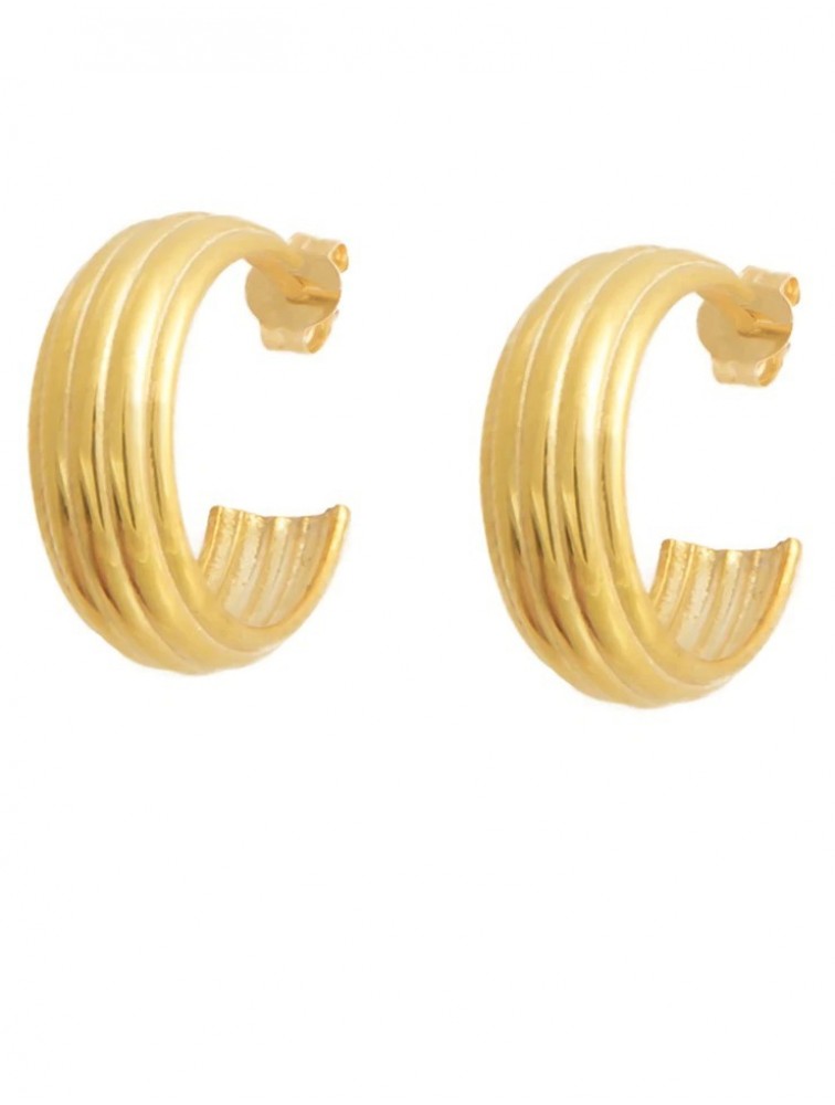 ZÉNAÏS Scallop Hoops επιχρυσωμένο ασήμι