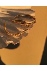 ZÉNAÏS Gemstone Hoops Medium επιχρυσωμένο ασήμι