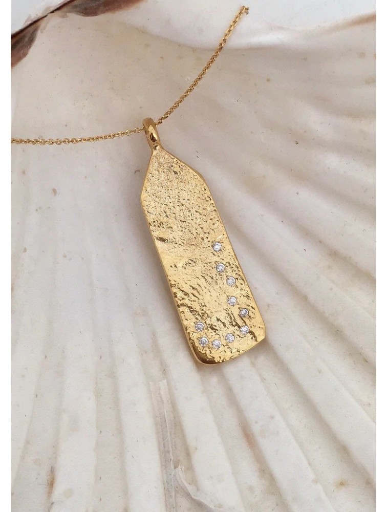 ZÉNAÏS Sahara Gemstone Tag Necklace επιχρυσωμένο ασήμι