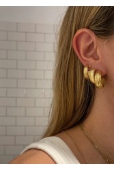 ZÉNAÏS Scallop Hoops επιχρυσωμένο ασήμι