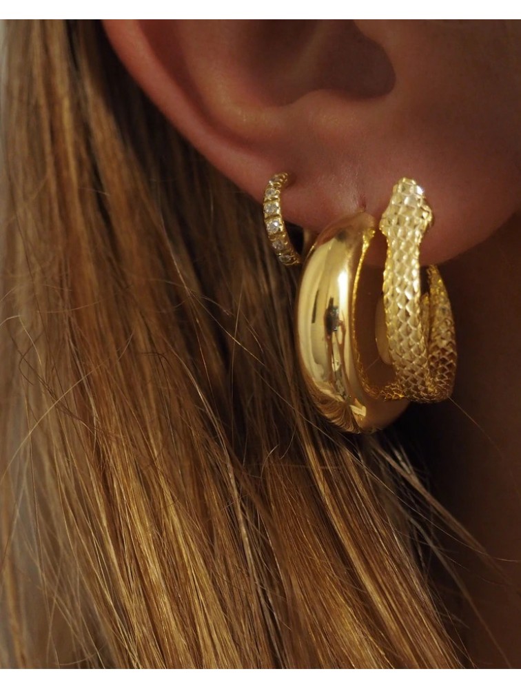 ZÉNAÏS Glow Curvy Hoops επιχρυσωμένο ασήμι