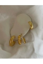 ZÉNAÏS Gemstone Hoops Medium επιχρυσωμένο ασήμι