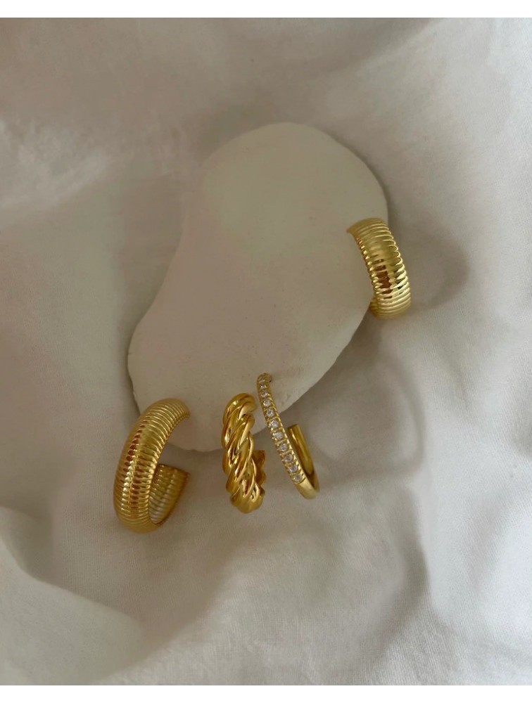 ZÉNAÏS Gemstone Hoops Medium επιχρυσωμένο ασήμι