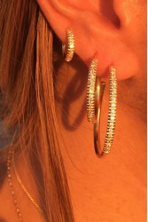 ZÉNAÏS Gemstone Hoops Large επιχρυσωμένο ασήμι