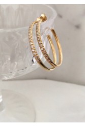 ZÉNAÏS Gemstone Hoops Large επιχρυσωμένο ασήμι