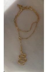 ZÉNAÏS Dangling Python gold necklace επιχρυσωμένο ασήμι