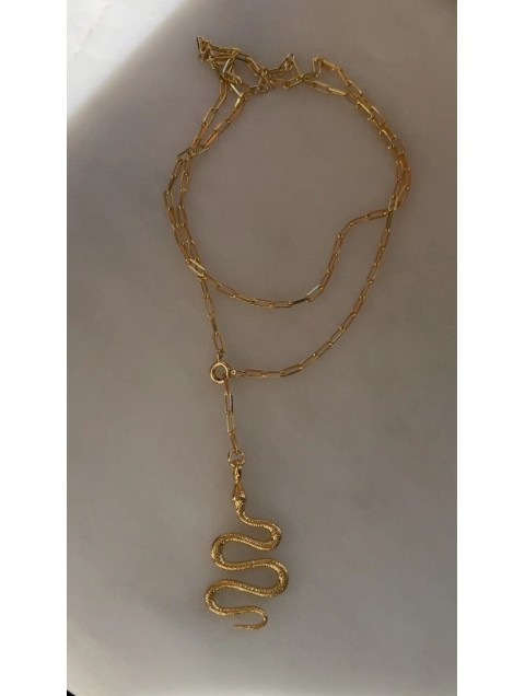 ZÉNAÏS Dangling Python gold necklace gold plated silver ZÉNAÏS Dangling Python gold necklace gold plated silver