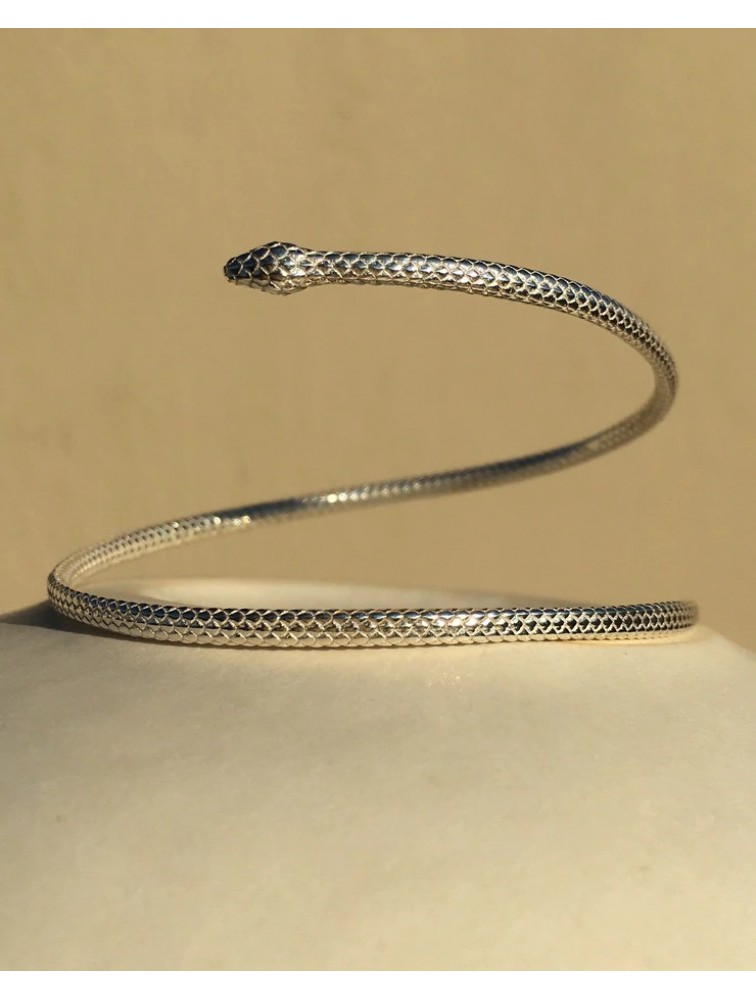 ZÉNAÏS Python Cuff ασημένιο