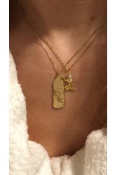 ZÉNAÏS Sahara Gemstone Tag Necklace επιχρυσωμένο ασήμι