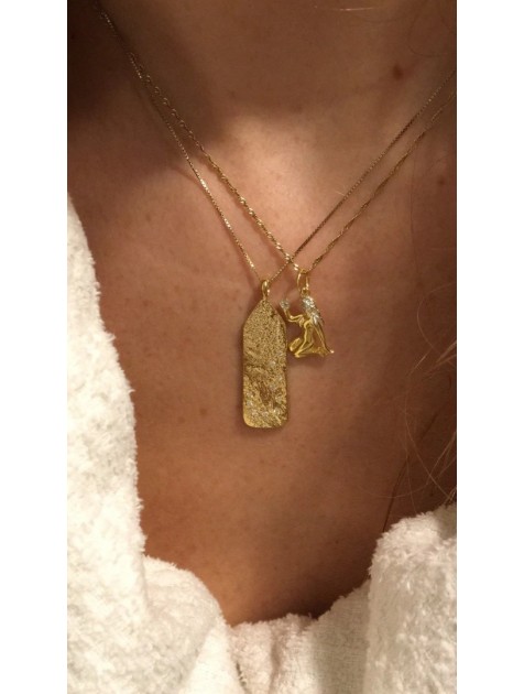 ZÉNAÏS Sahara Gemstone Tag Necklace επιχρυσωμένο ασήμι