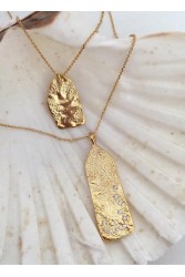 ZÉNAÏS Sahara Gemstone Tag Necklace επιχρυσωμένο ασήμι