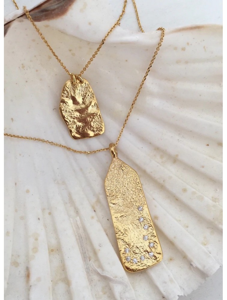 ZÉNAÏS Sahara Gemstone Tag Necklace επιχρυσωμένο ασήμι