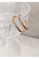 ZÉNAÏS Gemstone Hoops Medium επιχρυσωμένο ασήμι
