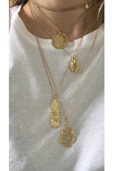 ZÉNAÏS Sahara Gemstone Tag Necklace επιχρυσωμένο ασήμι