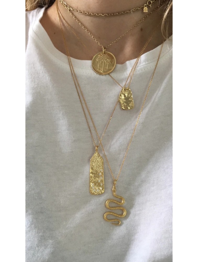 ZÉNAÏS Sahara Gemstone Tag Necklace επιχρυσωμένο ασήμι