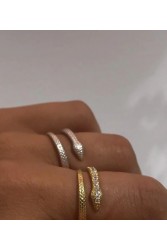 ZÉNAÏS Python Ring Ασημένιο