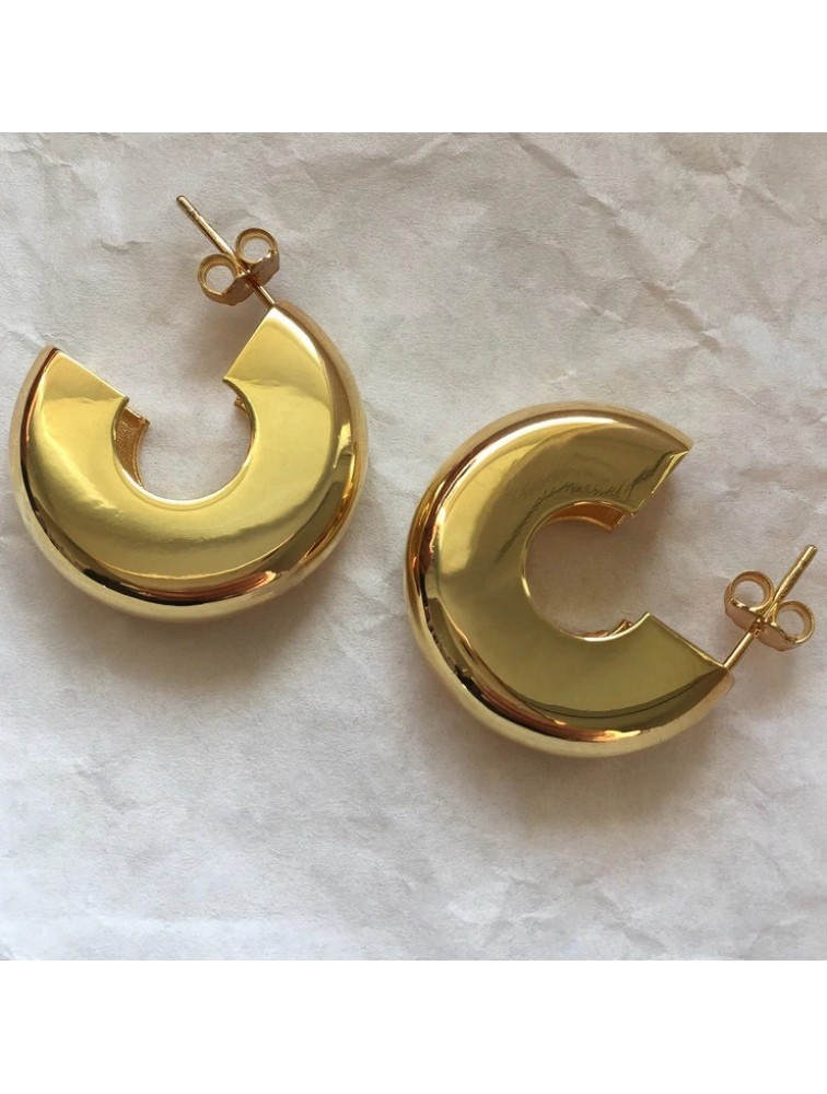 ZÉNAÏS Glow Curvy Hoops επιχρυσωμένο ασήμι