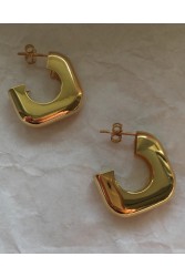 ZÉNAÏS Glow Rectangular Hoops επιχρυσωμένο ασήμι