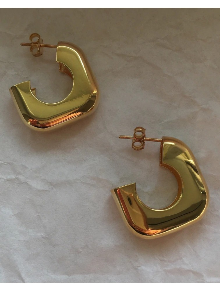 ZÉNAÏS Glow Rectangular Hoops επιχρυσωμένο ασήμι