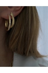 ZÉNAÏS Gemstone Hoops Medium επιχρυσωμένο ασήμι