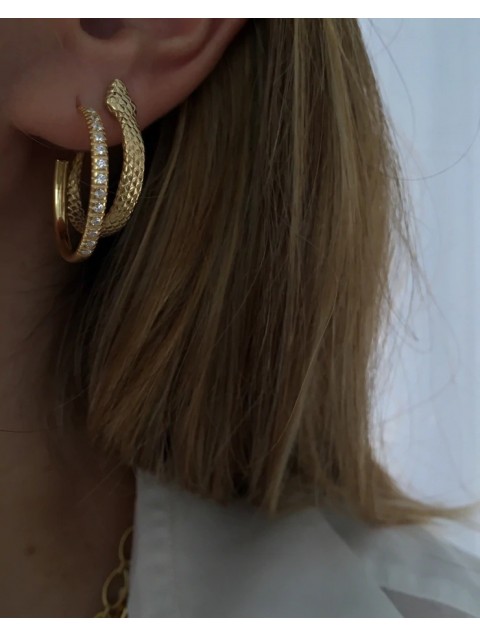 ZÉNAÏS Gemstone Hoops Medium gold plated silver