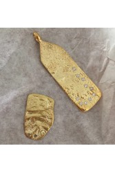 ZÉNAÏS Sahara Gemstone Tag Necklace επιχρυσωμένο ασήμι