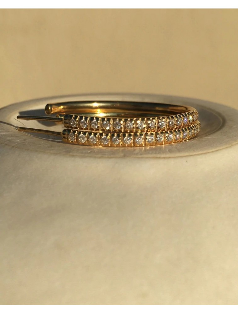 ZÉNAÏS Gemstone Hoops Large επιχρυσωμένο ασήμι