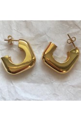 ZÉNAÏS Glow Rectangular Hoops επιχρυσωμένο ασήμι