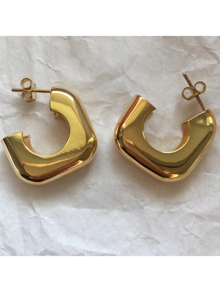 ZÉNAÏS Glow Rectangular Hoops επιχρυσωμένο ασήμι