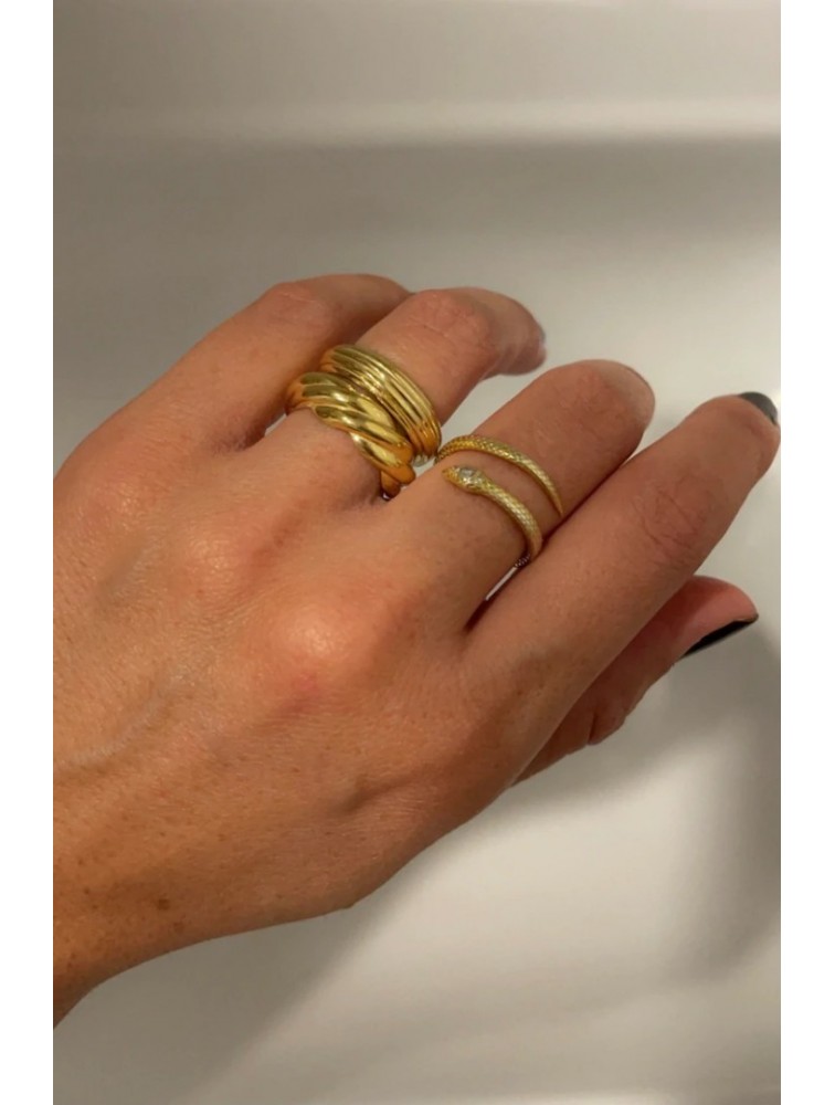 ZÉNAÏS Scallop ring επιχρυσωμένο ασήμι
