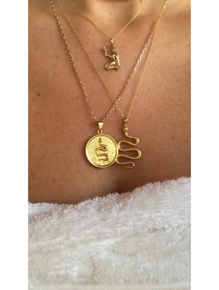 ZÉNAÏS Python Large gold necklace - Shiny Chain επιχρυσωμένο ασήμι