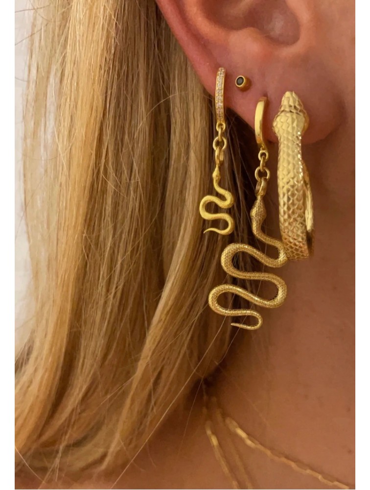 ZÉNAÏS Python Small Dangling Earrings gold plated silver