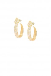 ZÉNAÏS Python Small Hoops with Gems gold plated silver