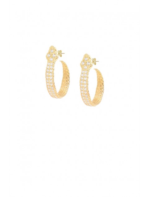 ZÉNAÏS Python Small Hoops with Gems gold plated silver ZÉNAÏS Python Small Hoops with Gems gold plated silver