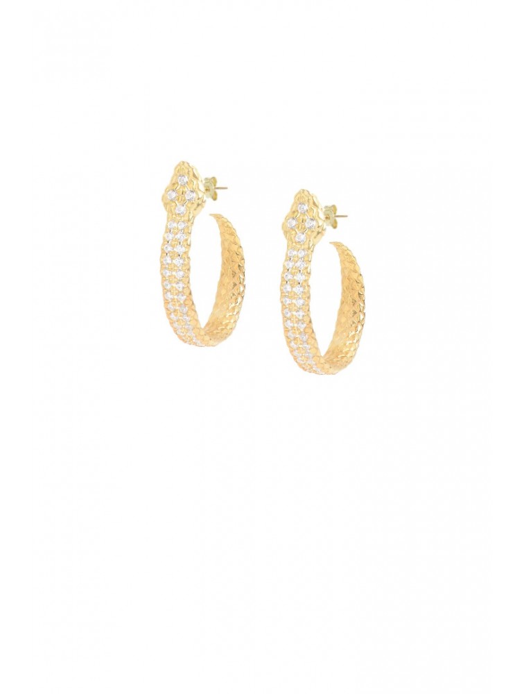 ZÉNAÏS Python Small Hoops with Gems gold plated silver
